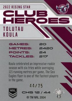 2023 NRL Traders Titanium - Club Heroes Silver #CHS12 Tolutau Koula Back